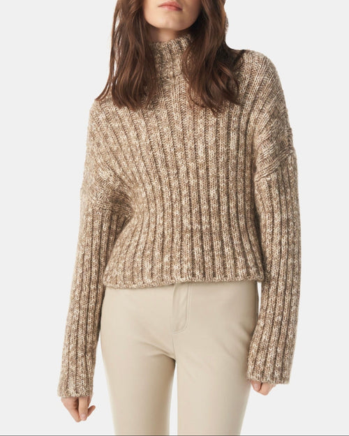 Pull En Maille Côtelé Netty - Beige Multico - Femme