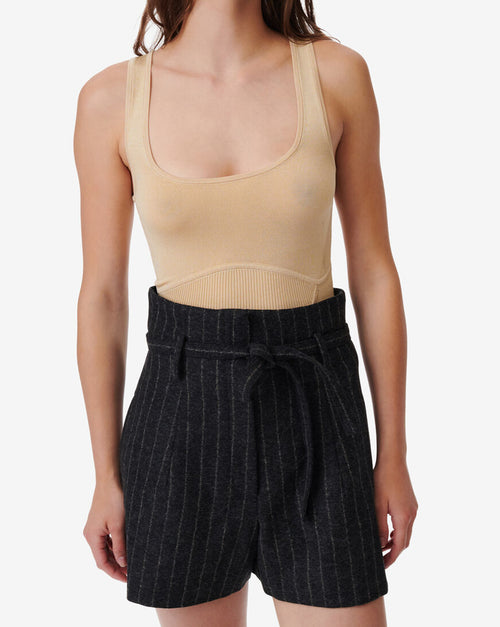 Pull Côtelé Col Carré Shimas - White/Orange