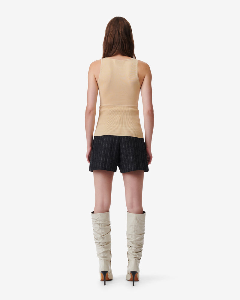 Pull Côtelé Col Carré Shimas - White/Orange