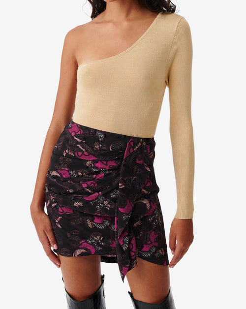 Pull Côtelé Asymétrique Sitala - White/Orange