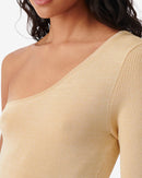 Pull Côtelé Asymétrique Sitala - White/Orange