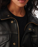 Veste Col Montant En Cuir Adahi - Black