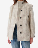 Manteau À Carreaux En Laine Belni - Taupe/Ecru