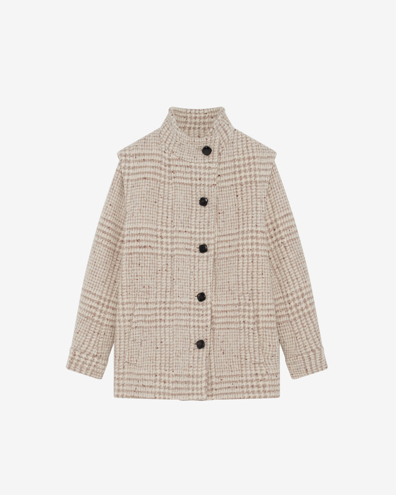 Manteau À Carreaux En Laine Belni - Taupe/Ecru