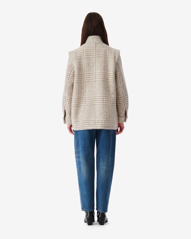 Manteau À Carreaux En Laine Belni - Taupe/Ecru