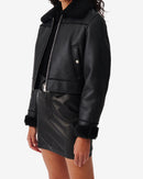Veste Raccourcie En Cuir Miram - Black/Black