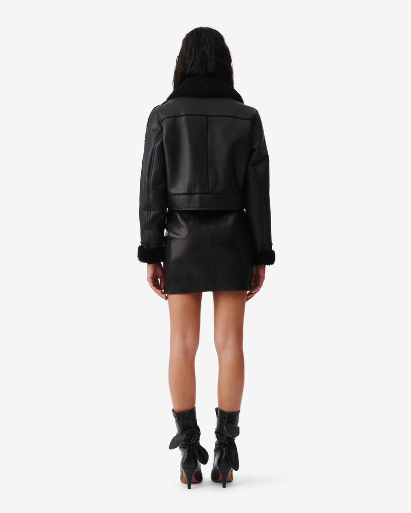 Veste Raccourcie En Cuir Miram - Black/Black