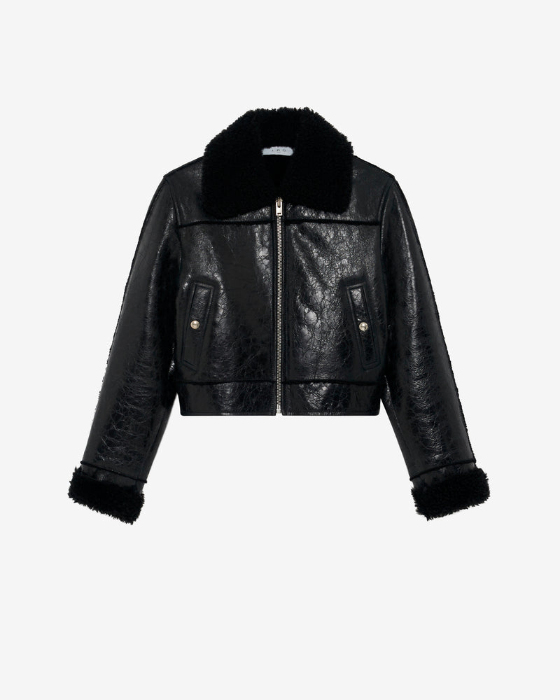 Veste Raccourcie En Cuir Miram - Shiny Black