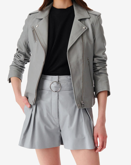 Veste En Cuir Newhan - Smoke Grey
