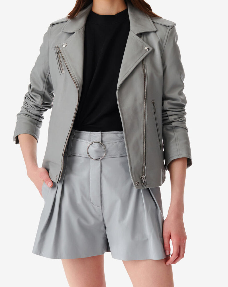 Veste En Cuir Newhan - Smoke Grey