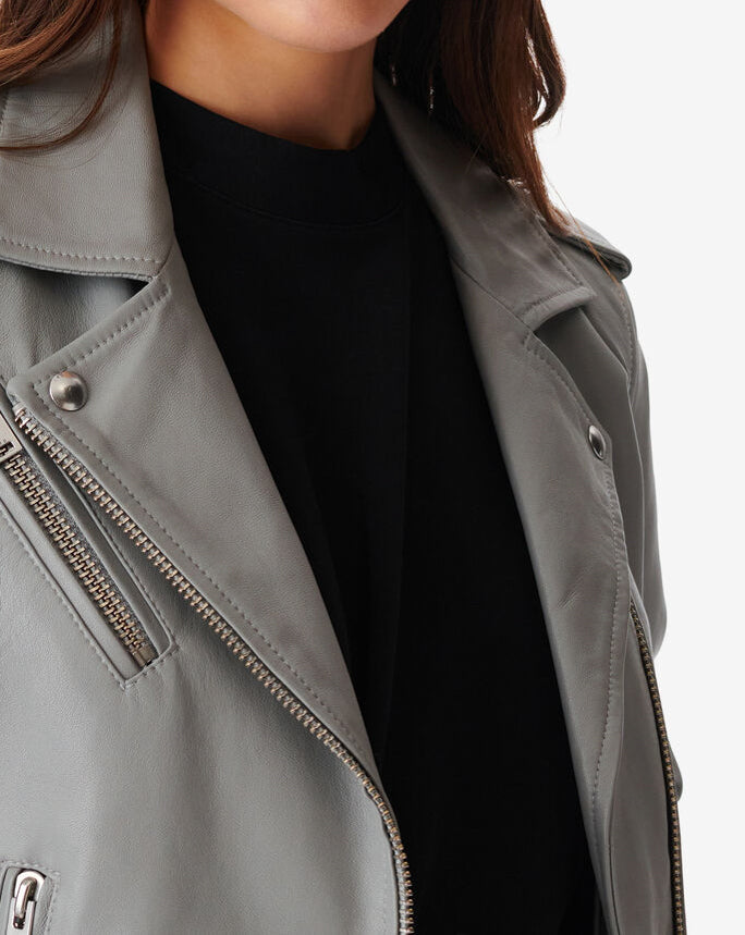 Veste En Cuir Newhan - Smoke Grey