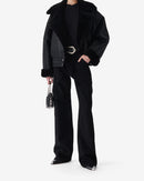 Veste Raccourcie En Cuir Octavi - Black/Black