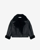 Veste Raccourcie En Cuir Octavi - Black/Black