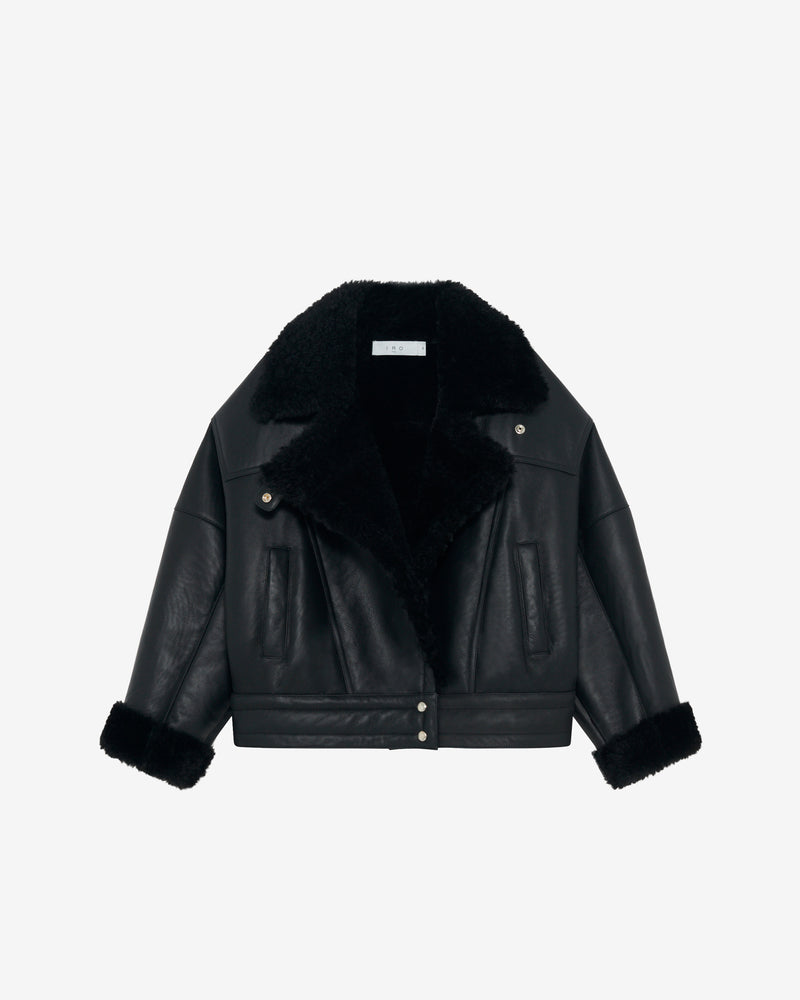 Veste Raccourcie En Cuir Octavi - Black/Black