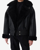 Veste Raccourcie En Cuir Octavi - Black/Black