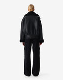 Veste Raccourcie En Cuir Octavi - Black/Black