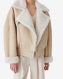 Veste Raccourcie En Cuir Octavi - Sand White
