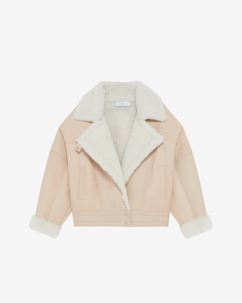 Veste Raccourcie En Cuir Octavi - Sand White