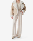 Veste Raccourcie En Cuir Octavi - Sand White
