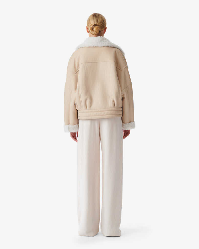 Veste Raccourcie En Cuir Octavi - Sand White