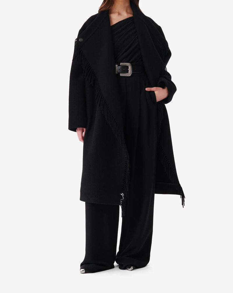 Manteau Long À Franges Ricky - Black