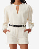 Top En Tweed Et Lurex Col V Abad - Ecru