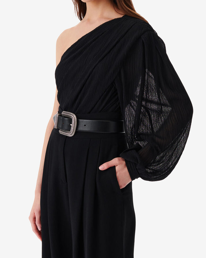 Top Asymétrique À Fronces Amalys - Black