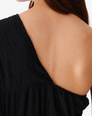 Top Asymétrique À Fronces Amalys - Black