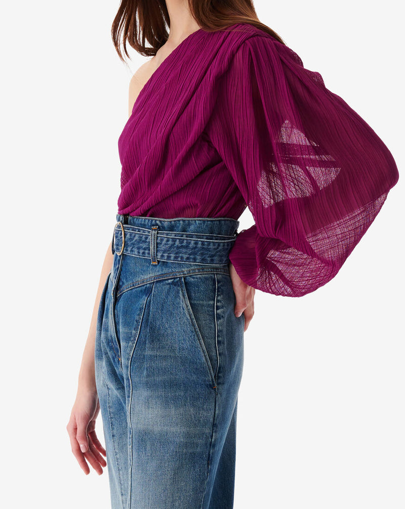 Top Asymétrique À Fronces Amalys - Fushia