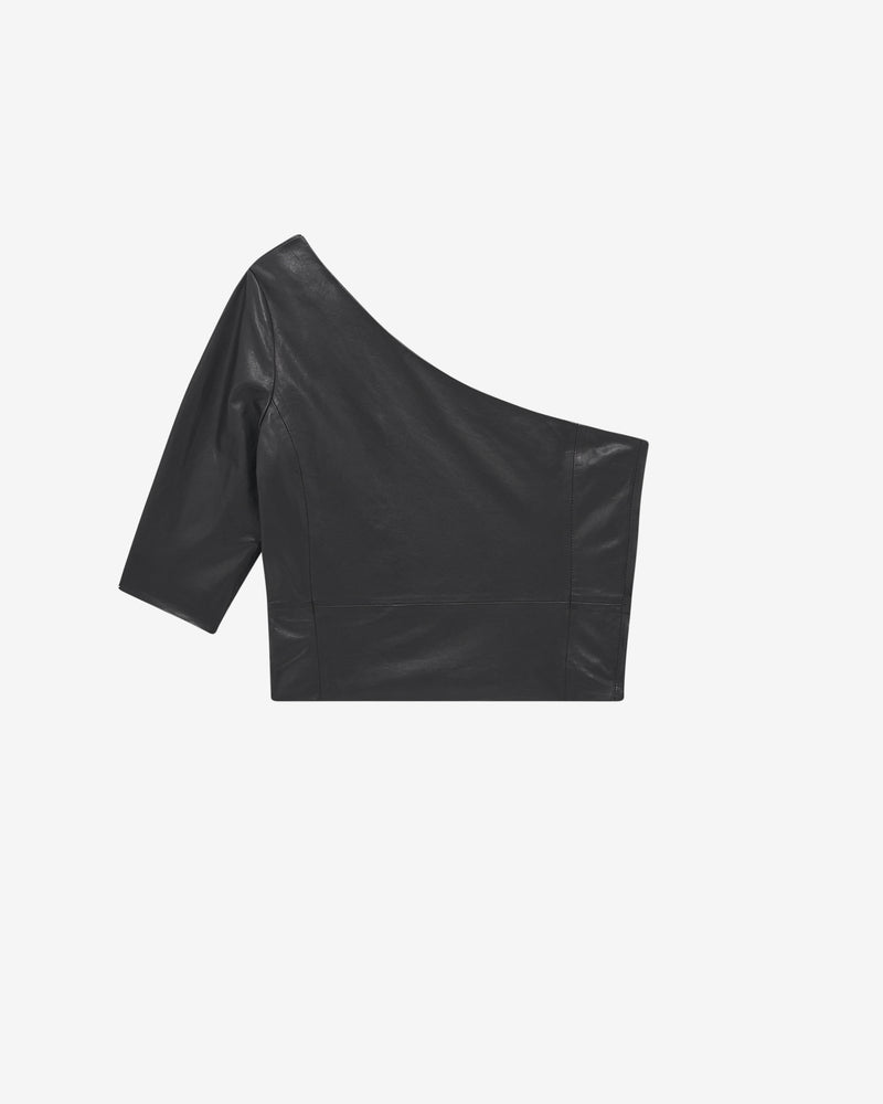 Top Asymétrique En Cuir Ameda - Black