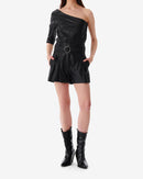 Top Asymétrique En Cuir Ameda - Black