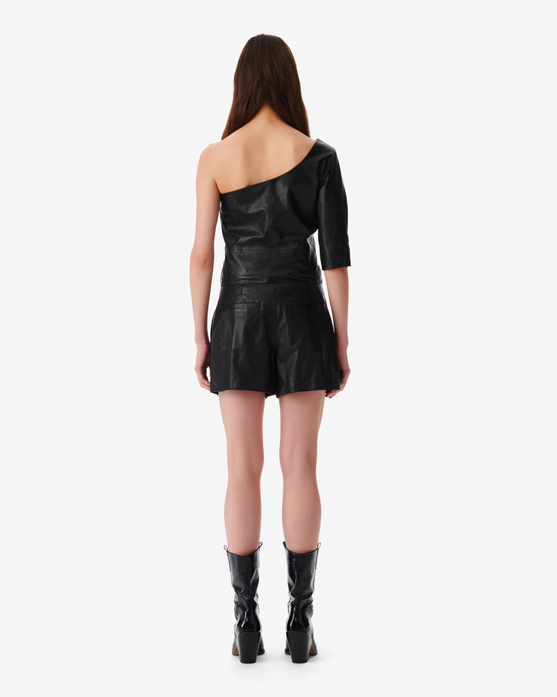 Top Asymétrique En Cuir Ameda - Black