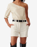 Top Asymétrique En Cuir Ameda - Ecru