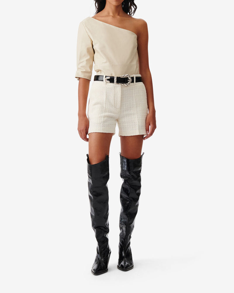 Top Asymétrique En Cuir Ameda - Ecru