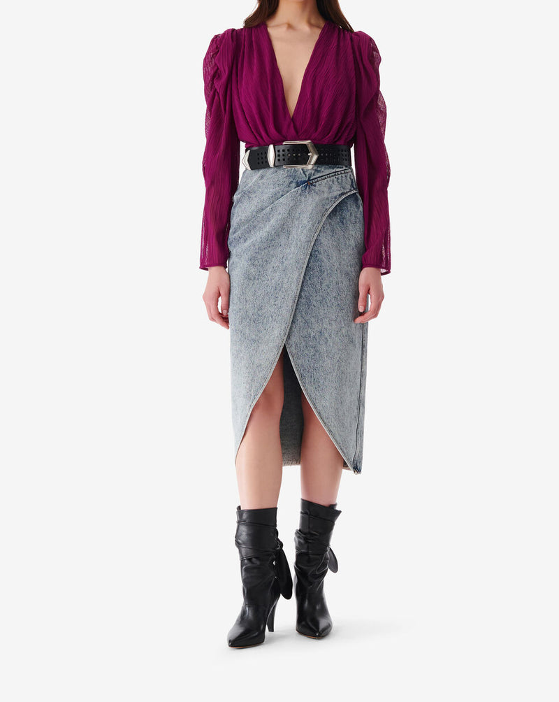 Top Raccourci À Plis Col V Amili - Fushia