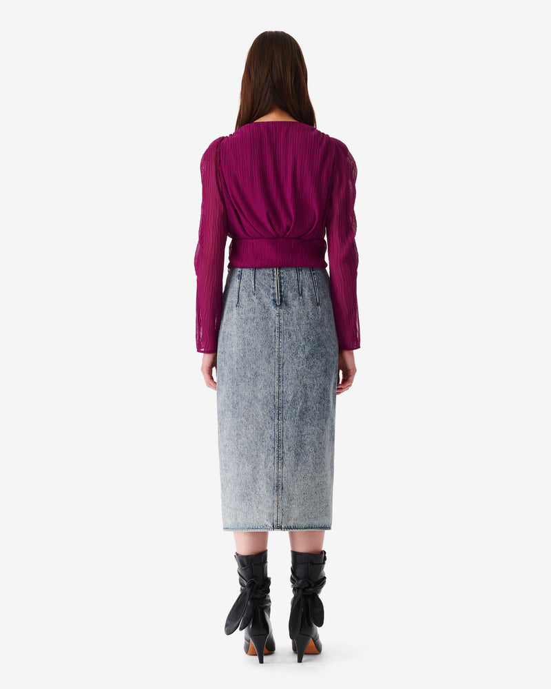 Top Raccourci À Plis Col V Amili - Fushia