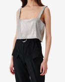 Espal Sequined Cropped Top - Silver