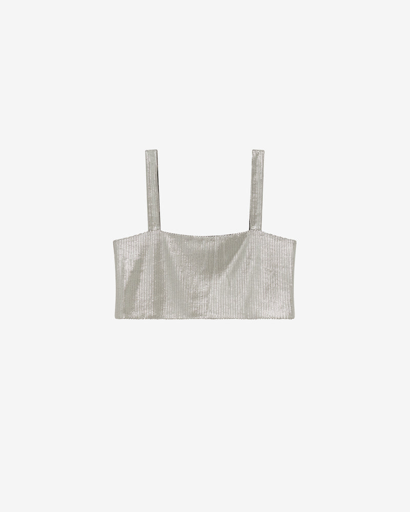 Espal Sequined Cropped Top - Silver