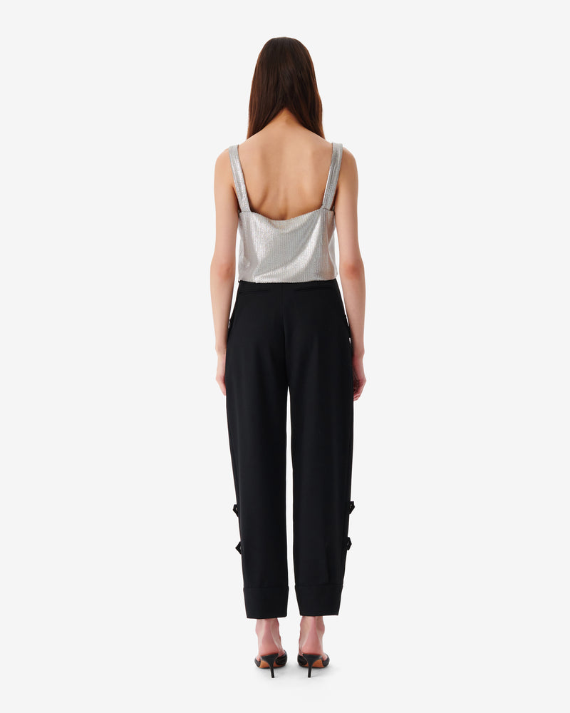 Espal Sequined Cropped Top - Silver