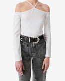 T-Shirt Raccourci À Découpe Grenade - White