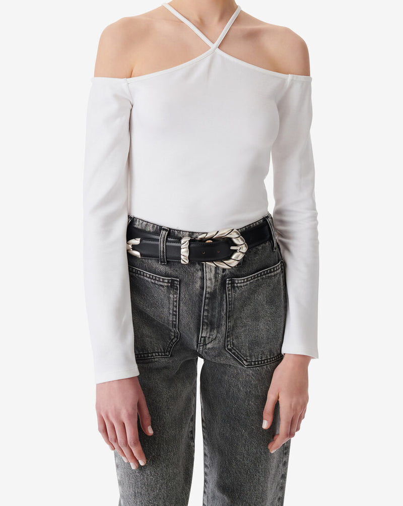 T-Shirt Raccourci À Découpe Grenade - White