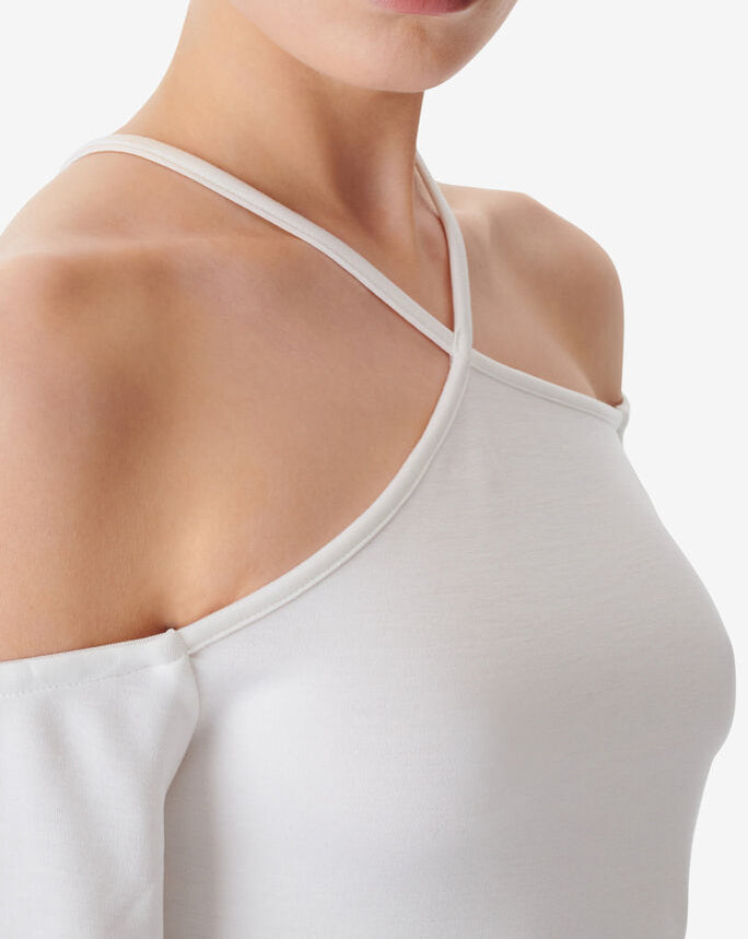 T-Shirt Raccourci À Découpe Grenade - White