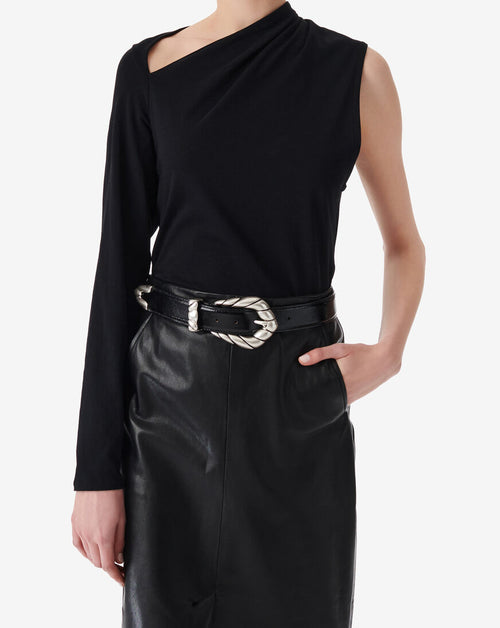 T-Shirt Raccourci Asymétrique Ilento - Black