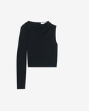 T-Shirt Raccourci Asymétrique Ilento - Black