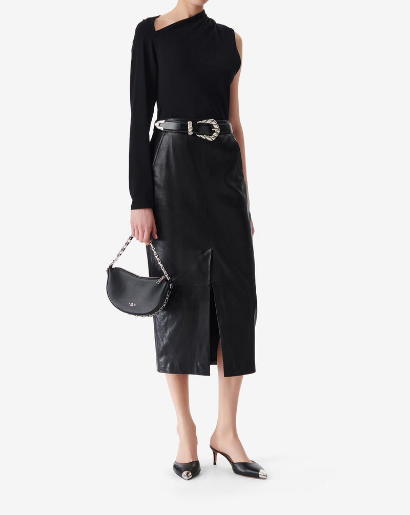 T-Shirt Raccourci Asymétrique Ilento - Black