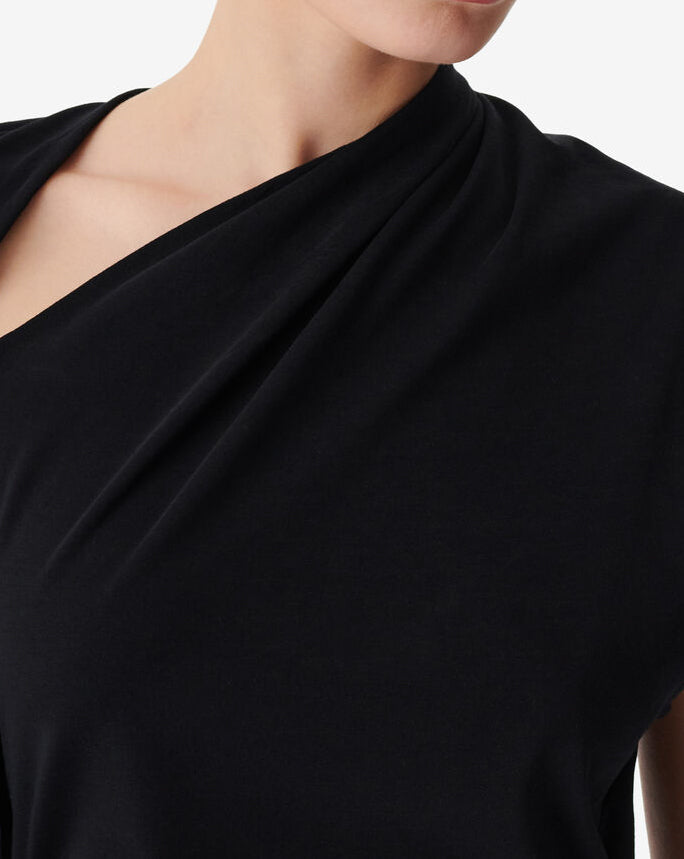 T-Shirt Raccourci Asymétrique Ilento - Black