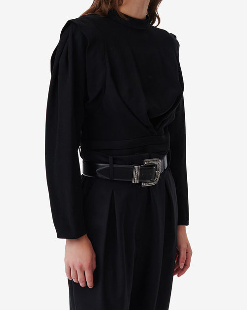 Top À Plis Et Découpe Au Dos Joana - Black