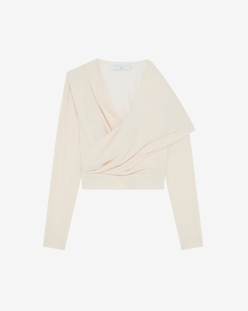 Top Asymétrique Col V Croisé Kayla - Ecru