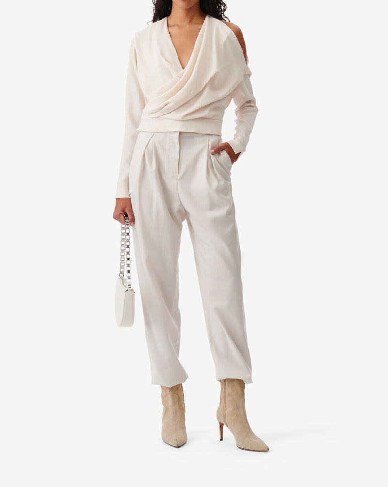 Top Asymétrique Col V Croisé Kayla - Ecru