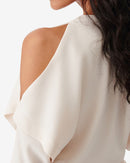 Top Asymétrique Col V Croisé Kayla - Ecru